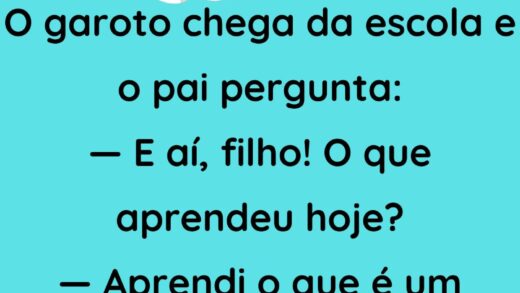 O garoto chega da escola e o pai