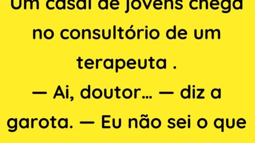 Um casal de jovens chega no consultório de um terapeuta