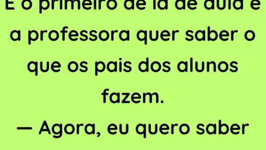 É o primeiro de ia de aula e a professora