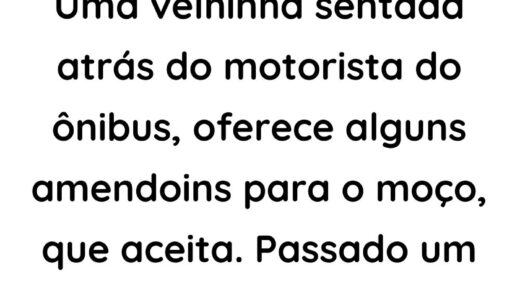 Uma velhinha sentada atrás do motorista do ônibus