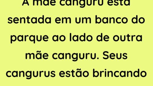 A mãe canguru está sentada em um banco