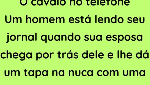 Um homem está lendo seu jornal quando sua esposa