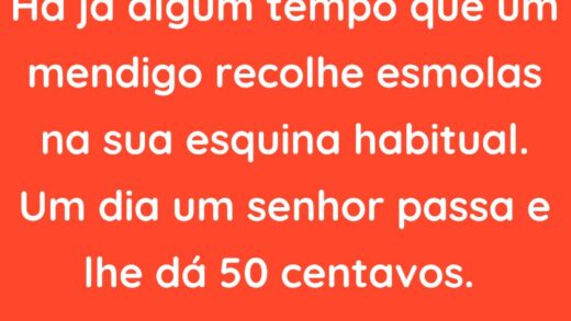 Um mendigo recolhe esmolas na sua esquina habitual