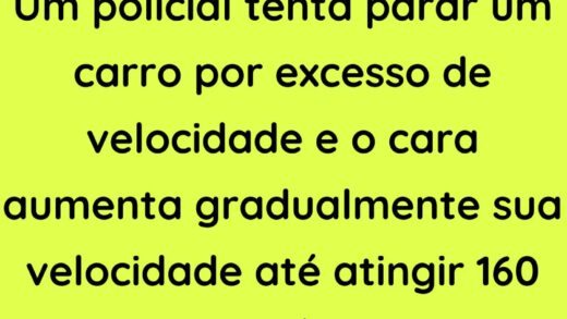 Um policial tenta parar um carro por excesso