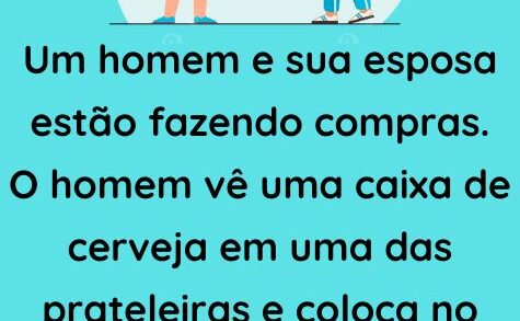 Um homem e sua esposa estão fazendo compras