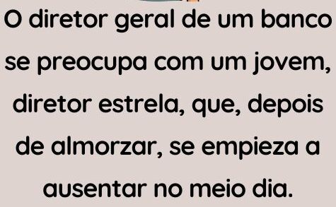 O diretor geral de um banco está preocupado com um jovem