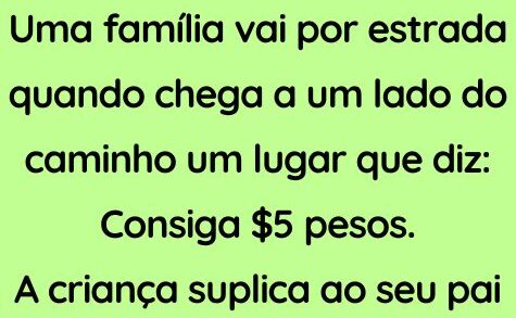 Uma família vai por estrada quando chega a um lado do caminho